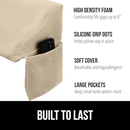 GORILLA GRIP Patent Pending Bed Wedge Pillow Headboard Gap Filler, US Designed, Comfortable Supportive High Density Foam Pillows, Stay in Place Gripping Dots, Wedges Between Mattress, Twin/XL Gray - Image 2