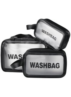 Spaceshoop Toiletry Bags 3Pcs Portable PVC for Women Men,Clear Makeup Bags Cosmetic Pouch Organizer Waterproof with Zipper Handle,Transparent Travel Large Storage Toiletries  - Image 1