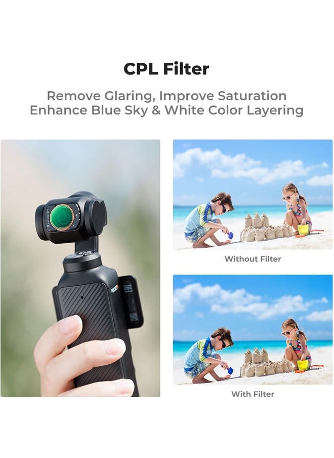 K&F Concept - K&F Concept Magnetic Effect & ND & CPL Filter Set Compatible with DJI Osmo Pocket 3, 3 Pack CPL Black Diffusion 1/4 ND2-32 Filters Accessories, HD Optical Glass/Multi-Coated - Image 1
