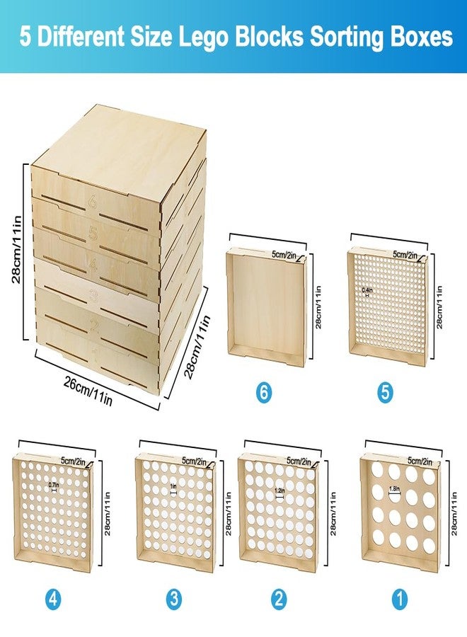 Abnaok 6-Tray Sorter & Sifter Box for Lego Blocks, Sorting Storage for Different Size Blocks, Gift for Lego Lovers, Teens & Adults - Image 2