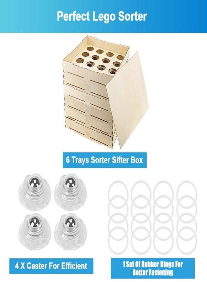 Abnaok 6-Tray Sorter & Sifter Box for Lego Blocks, Sorting Storage for Different Size Blocks, Gift for Lego Lovers, Teens & Adults - Image 4