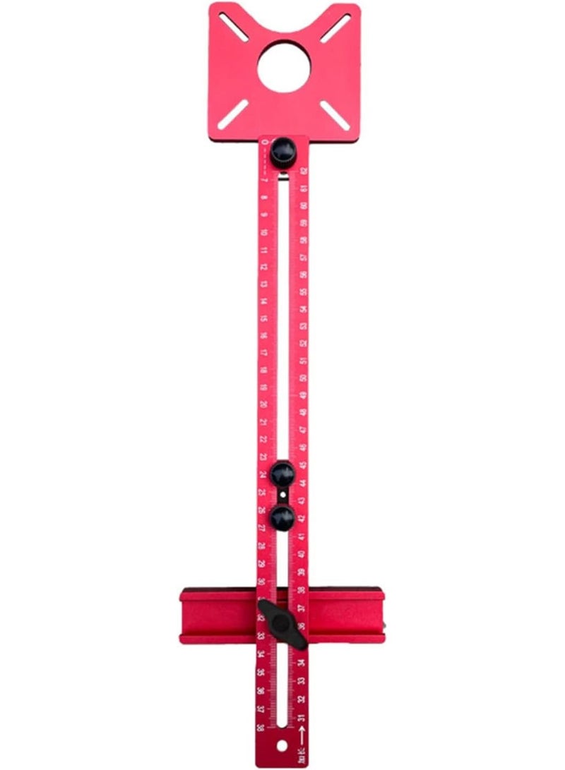 GGOOT Woodworking Grooving Tool Aluminum Alloy Doweling Guide Punch Locator for Router Milling Groove Bracket Cabinet Hardware Jig Woodworking Tool Red  - Image 1