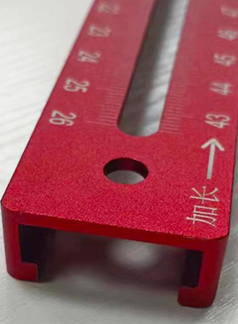 GGOOT Woodworking Grooving Tool Aluminum Alloy Doweling Guide Punch Locator for Router Milling Groove Bracket Cabinet Hardware Jig Woodworking Tool Red  - Image 2