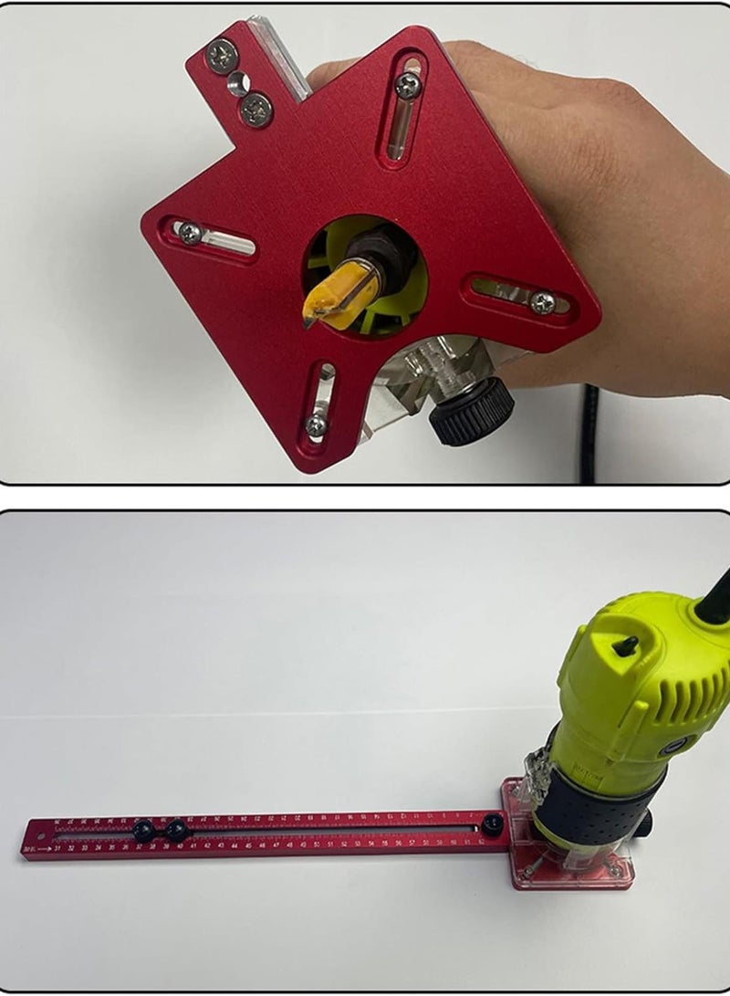 GGOOT Woodworking Grooving Tool Aluminum Alloy Doweling Guide Punch Locator for Router Milling Groove Bracket Cabinet Hardware Jig Woodworking Tool Red  - Image 3