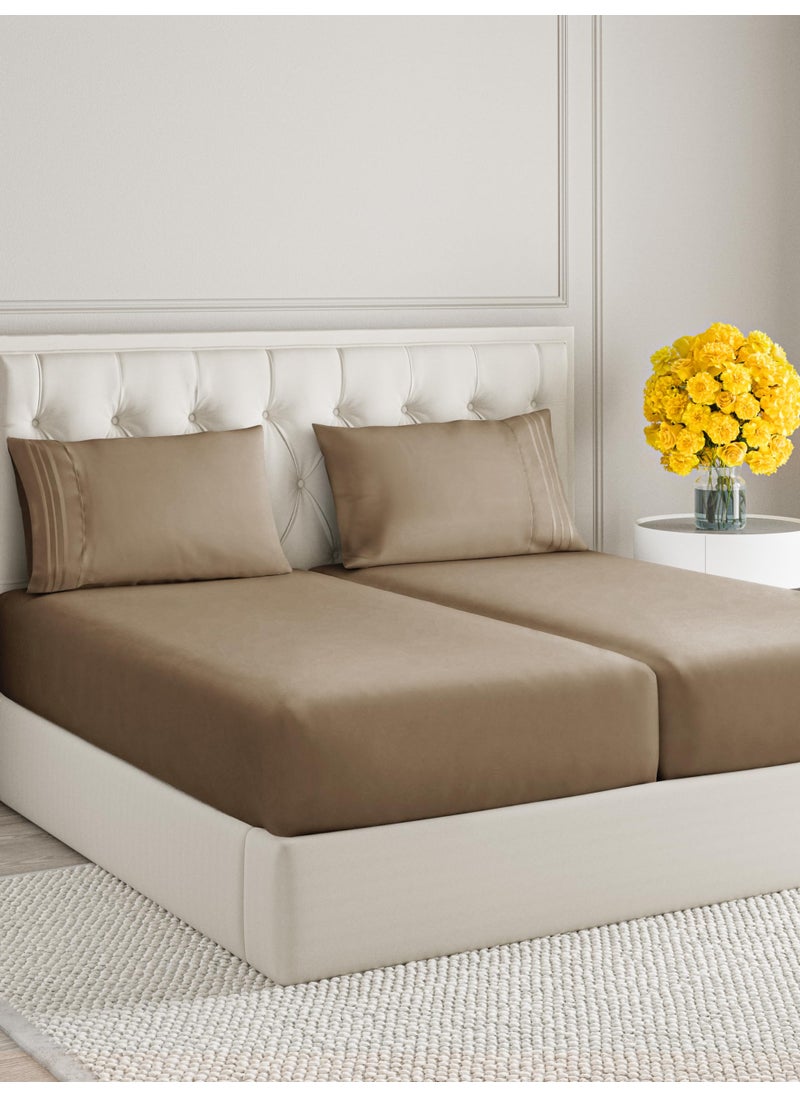 Split King Size 5 Piece Sheet Set - Extra Soft  Breathable & Cooling Sheets - Hotel Luxury Bed Sheets for Women & Men - Deep Pockets  Easy-Fit & Wrinkle-Free Sheets - Neutral Brown Oeko-Tex Bed Sheets