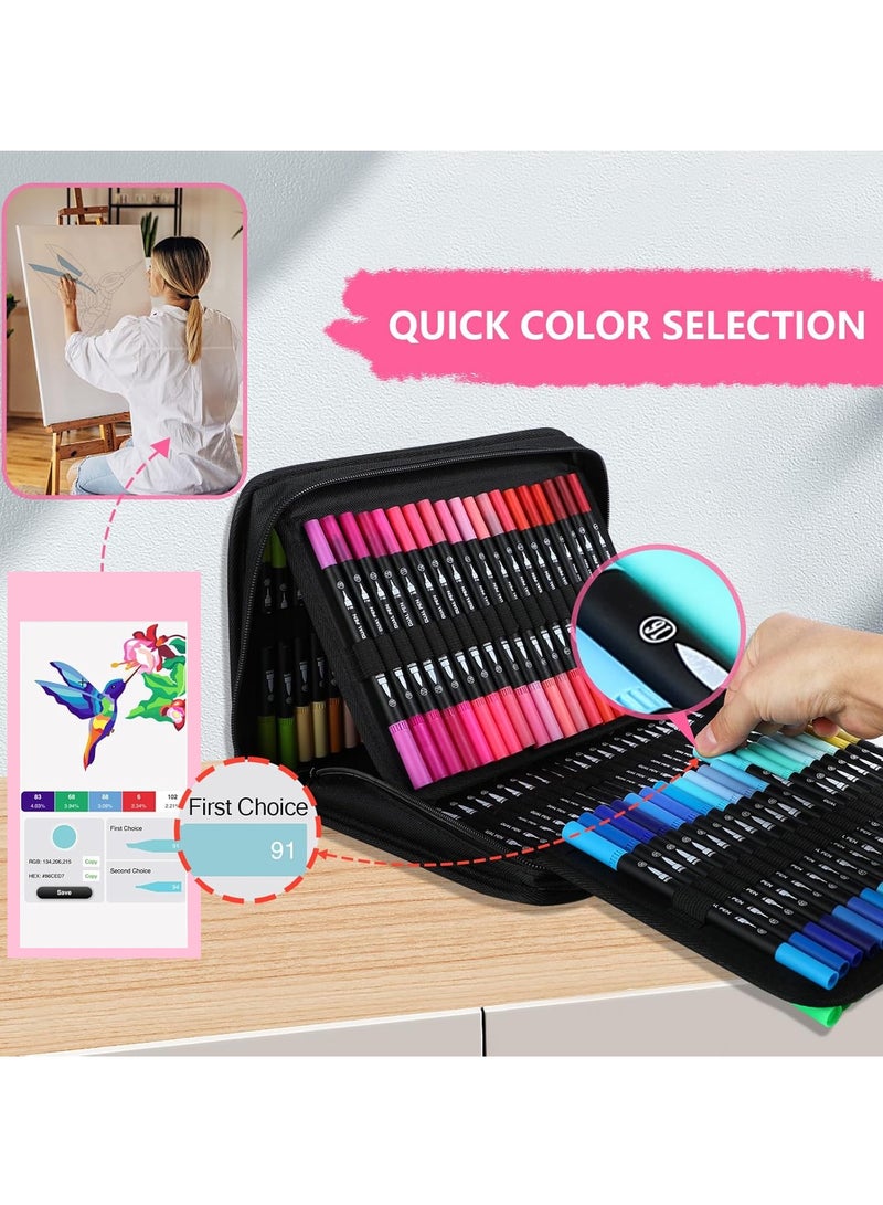 Oasisgalore 120 Colors Numbered Dual Tip  Marker Pens, Brush Pens, Marker Pens, Coloring Marker for Hand Lettering - Image 3