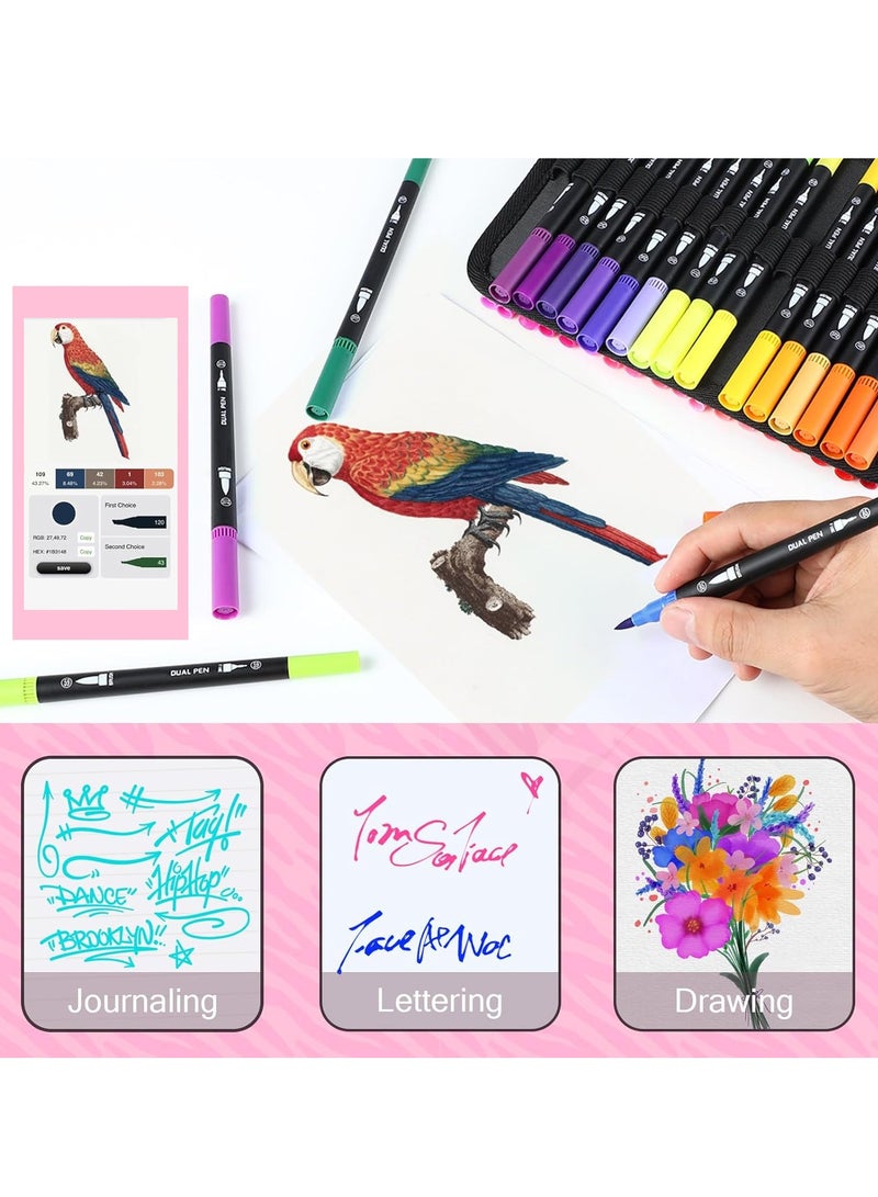 Oasisgalore 120 Colors Numbered Dual Tip  Marker Pens, Brush Pens, Marker Pens, Coloring Marker for Hand Lettering - Image 5