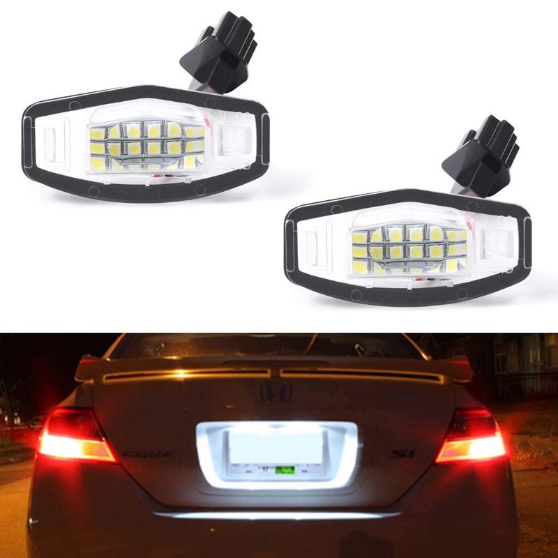 Gempro 2Pcs LED License Plate Light Lamp Assembly For Honda Civic Accord Sedan Odyssey Pilot Acura TSX MDX TL RDX RL ILX Rear Tag Lights