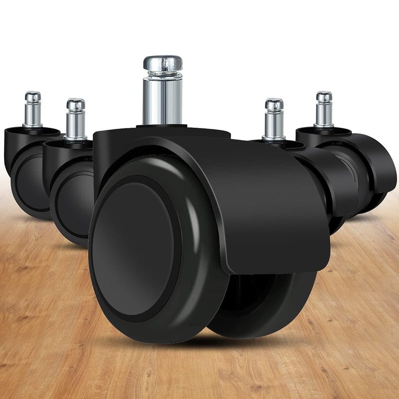 Omyoffice Office Chair Caster Wheels ReplacementSet of 5 for Hardwood Floors and Carpet Heavy Duty Caster Support up to 1000bls Office Chair Wheels2 inchUniversal Size Black