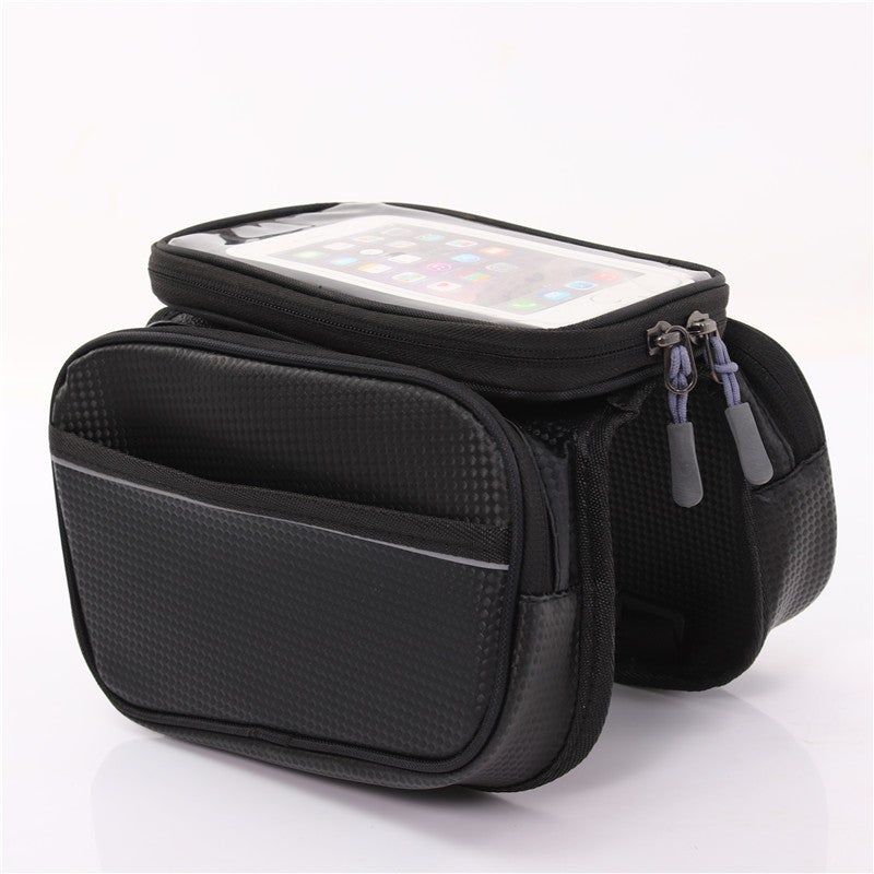 Ultimate Waterproof PU Bike Handlebar Bag - Large Capacity Bicycle Front Storage Pouch with Touchscreen Phone Holder & Rain Cover for Mountain Road Commuter  Bikes