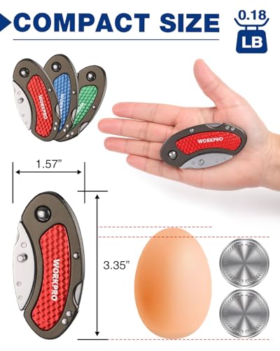 WORKPRO Folding Utility Knife Set Quick Change Blade, Back-lock Mechanism 3-piece with 10-piece Extra Blades - Image 2