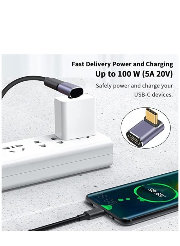 KASTWAVE USB 90 Degree Adapter Cable Adapter, 2pack 40Gbps USB C Adapter,  UP Angle Type C Extender Video Display 100W Charging for Thunderbolt 4/3, USB4, HUB, Mobile Phone, Tablet  - Image 4