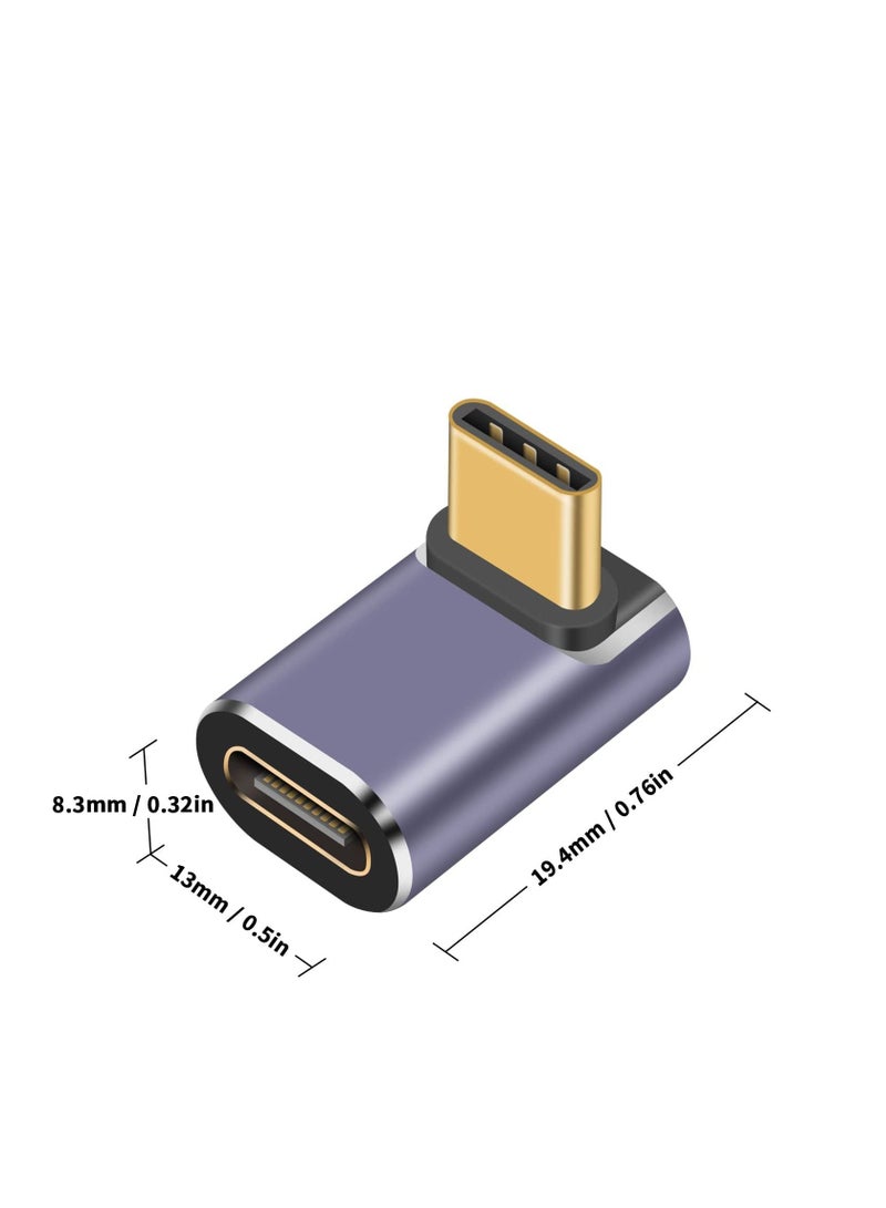 USB 90 Degree Adapter Cable Adapter, 2pack 40Gbps USB C Adapter,  UP Angle Type C Extender Video Display 100W Charging for Thunderbolt 4/3, USB4, HUB, Mobile Phone, Tablet