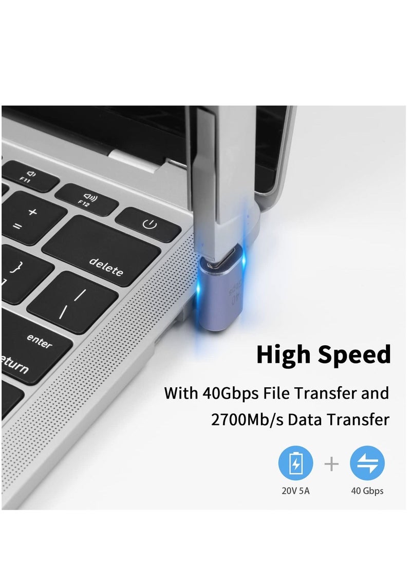 KASTWAVE USB 90 Degree Adapter Cable Adapter, 2pack 40Gbps USB C Adapter,  UP Angle Type C Extender Video Display 100W Charging for Thunderbolt 4/3, USB4, HUB, Mobile Phone, Tablet  - Image 3
