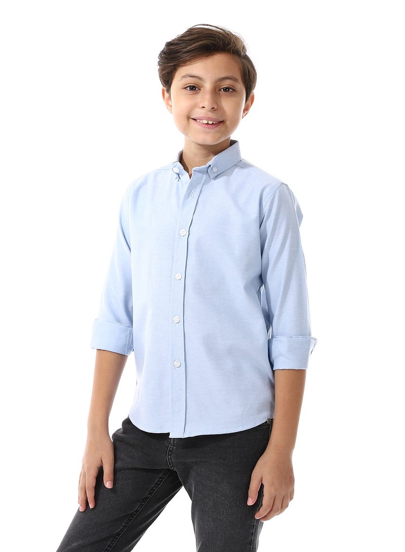 Andora Turn Down Collar Boys Oxford Shirt_ Sky Blue  - Image 2
