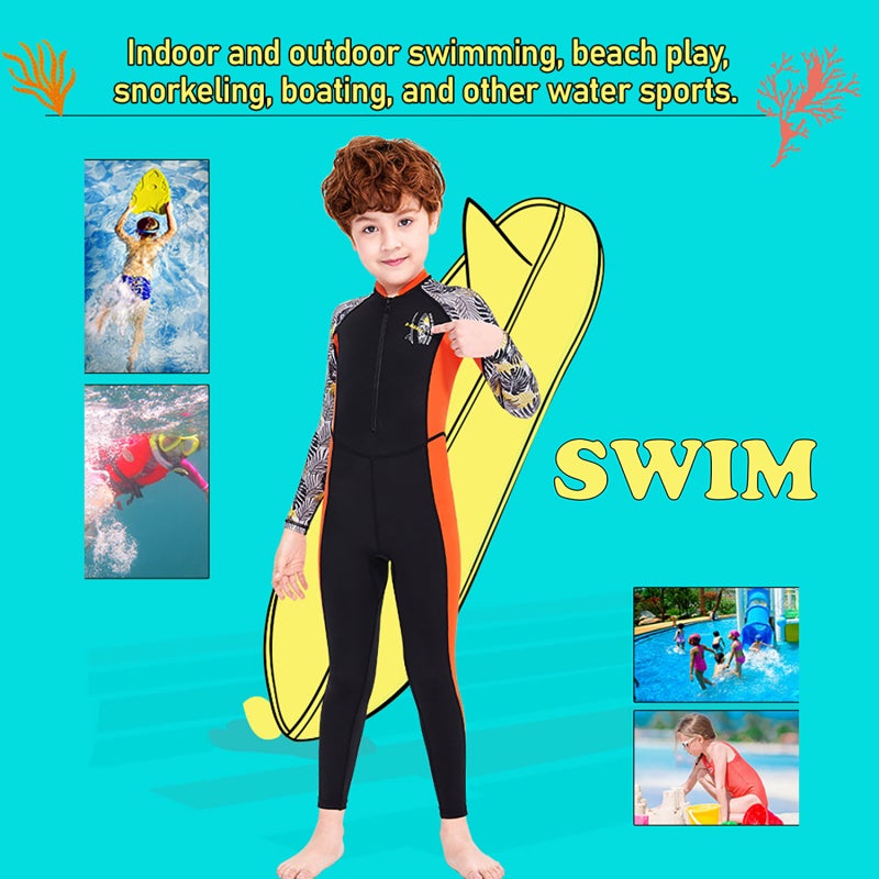Kids Wetsuit: XL Black, High Elasticity (150% Extension Rate) - Front-opening Zipper With Anti-wear Block, Solid Fade-resistant Printing for Kids Water Sports, Beach Play, Snorkeling - Image 4