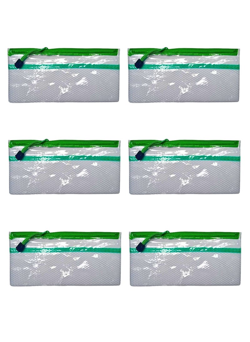 A6 Zipper Pouch Zipper Bags, Waterproof Zipper Pouch, Mesh Zipper Pouch Bags, Plastic Document Pouch, Zipper File Bags for Office Supplies (Pack of 6) - Image 1