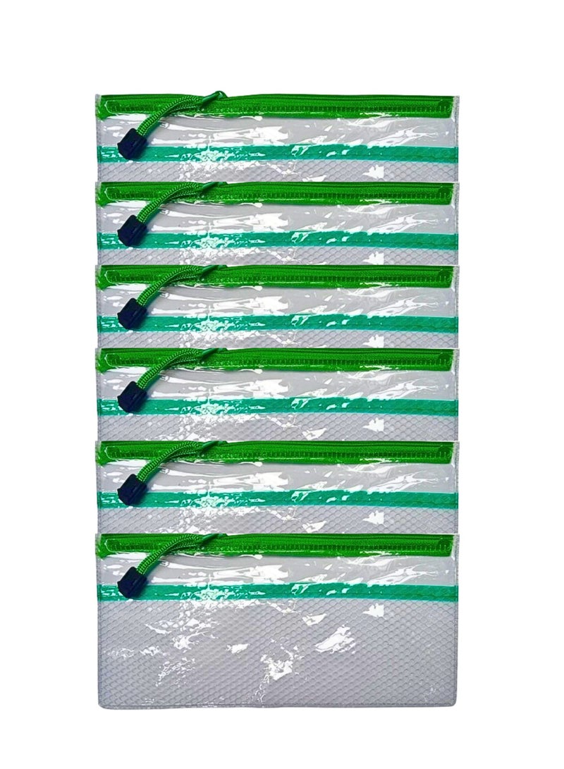 A6 Zipper Pouch Zipper Bags, Waterproof Zipper Pouch, Mesh Zipper Pouch Bags, Plastic Document Pouch, Zipper File Bags for Office Supplies (Pack of 6) - Image 2