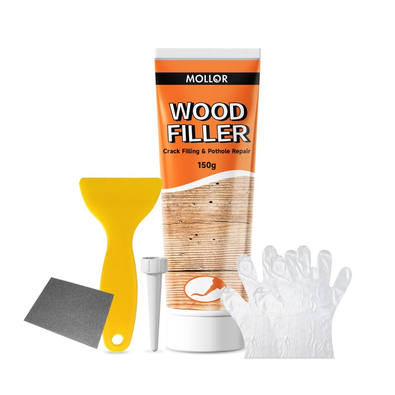 Mollor All Purpose Wood Filler White Wood Putty Repair for Holes Quickly Restore Any Broken and Defective Wooden Furniture Door Frame Repair Kit Stainable 529oz150g - Image 2