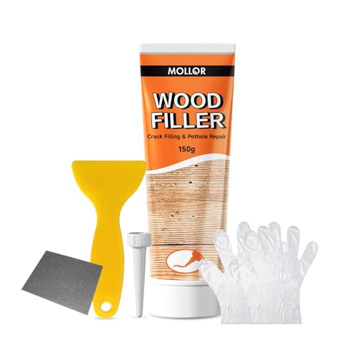 Mollor All Purpose Wood Filler White Wood Putty Repair for Holes Quickly Restore Any Broken and Defective Wooden Furniture Door Frame Repair Kit Stainable 529oz150g - Image 1