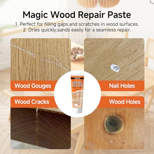 Mollor All Purpose Wood Filler White Wood Putty Repair for Holes Quickly Restore Any Broken and Defective Wooden Furniture Door Frame Repair Kit Stainable 529oz150g - Image 3