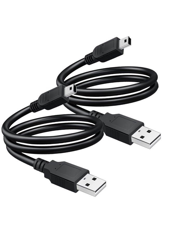 SaiTech IT 2 Pack USB 2.0 A to Mini 5 pin B Cable for External HDDS/Camera/Card Readers/MP3 Player-Black -35cm(1 feet) - Image 1