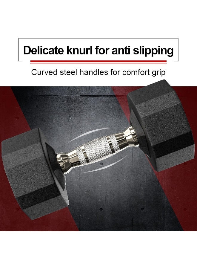 PROIRON Rubber Dumbbells Odorless, Steel Weights Set Men Women Home Gym 16kg Fitness Training Exercise Body Strength Lifting Equipment (Single) - Image 5