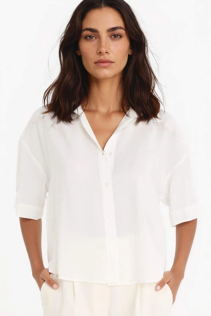 ديفاكتو Loose Fit Modal Short Sleeve Shirt