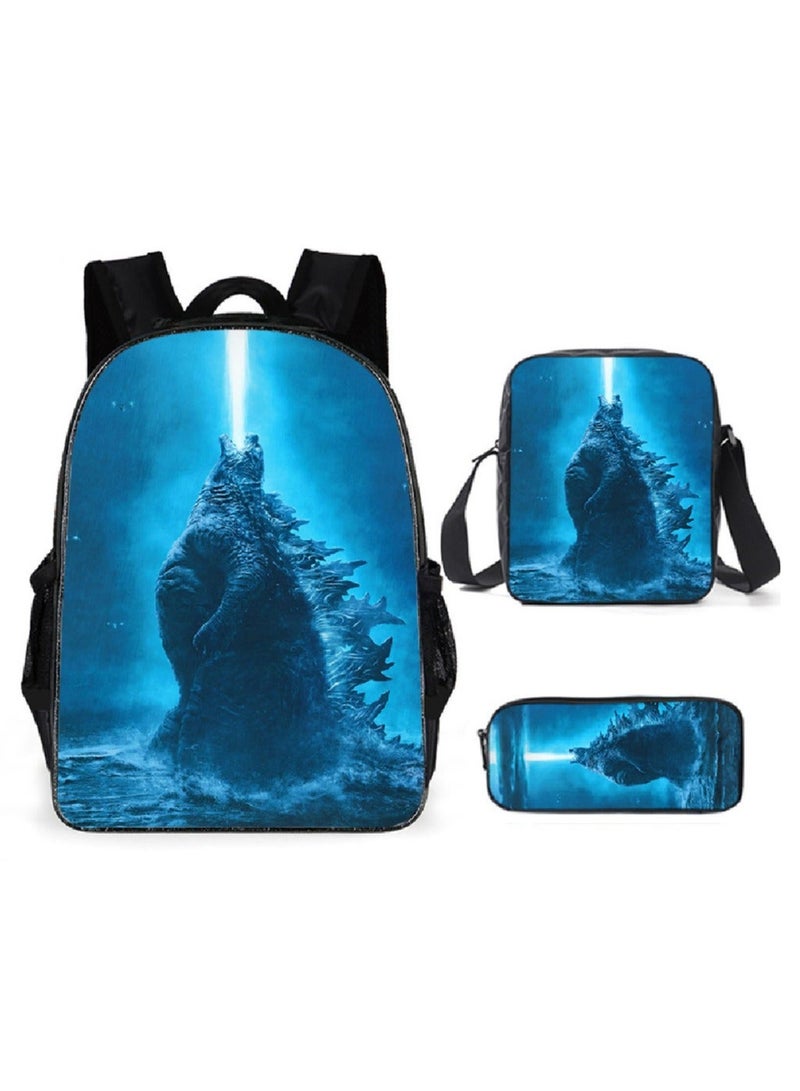 Godzilla New Godzilla Student Backpack Three-piece Set 29*16*42cm