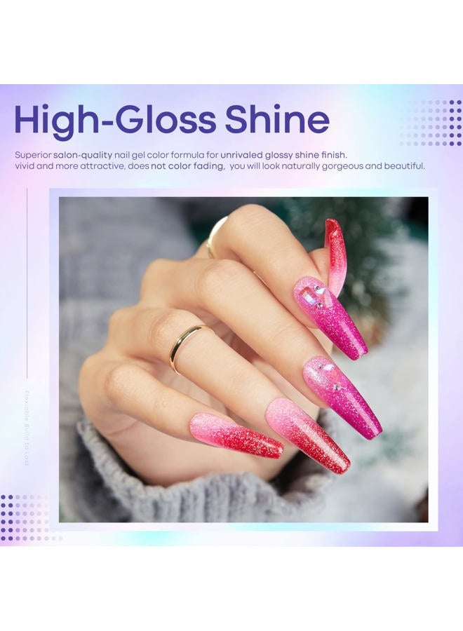 MODELONES Mood Gel Nail Polish Set Temperature Color Changing Gel Colors Collection Red Blue Glitter Gel Polish Soak Off 6 Colors Christmas Gifts New Year Holiday Salon DIY at Home - Image 5