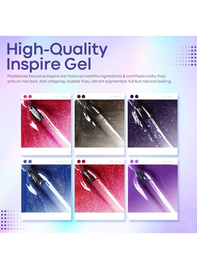 MODELONES Mood Gel Nail Polish Set Temperature Color Changing Gel Colors Collection Red Blue Glitter Gel Polish Soak Off 6 Colors Christmas Gifts New Year Holiday Salon DIY at Home - Image 3