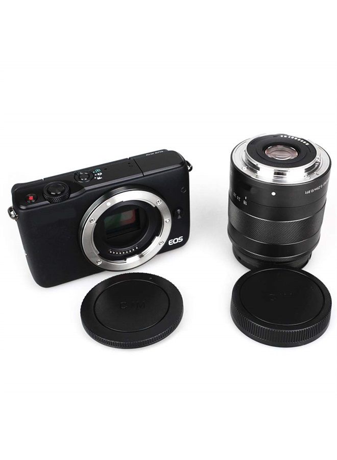 JJC 2 Pack JJC Body Cap and Rear Lens Cap Cover Kit for Canon EOS M50 M50 Mark II M5 M6 M6 Mark II M200 M100 M10 M3 M2 M and More Canon EF-M Mount Mirrorless Camera and Lens