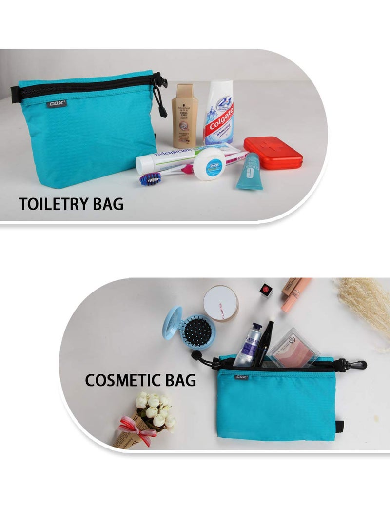 GOX Travel Toiletry Bag Carry On Zipper Pouch Cosmetic Kit Makeup Digital Bag Water Repellent Nylon (Turquoise) - Image 3