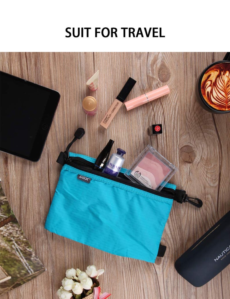 GOX Travel Toiletry Bag Carry On Zipper Pouch Cosmetic Kit Makeup Digital Bag Water Repellent Nylon (Turquoise) - Image 2