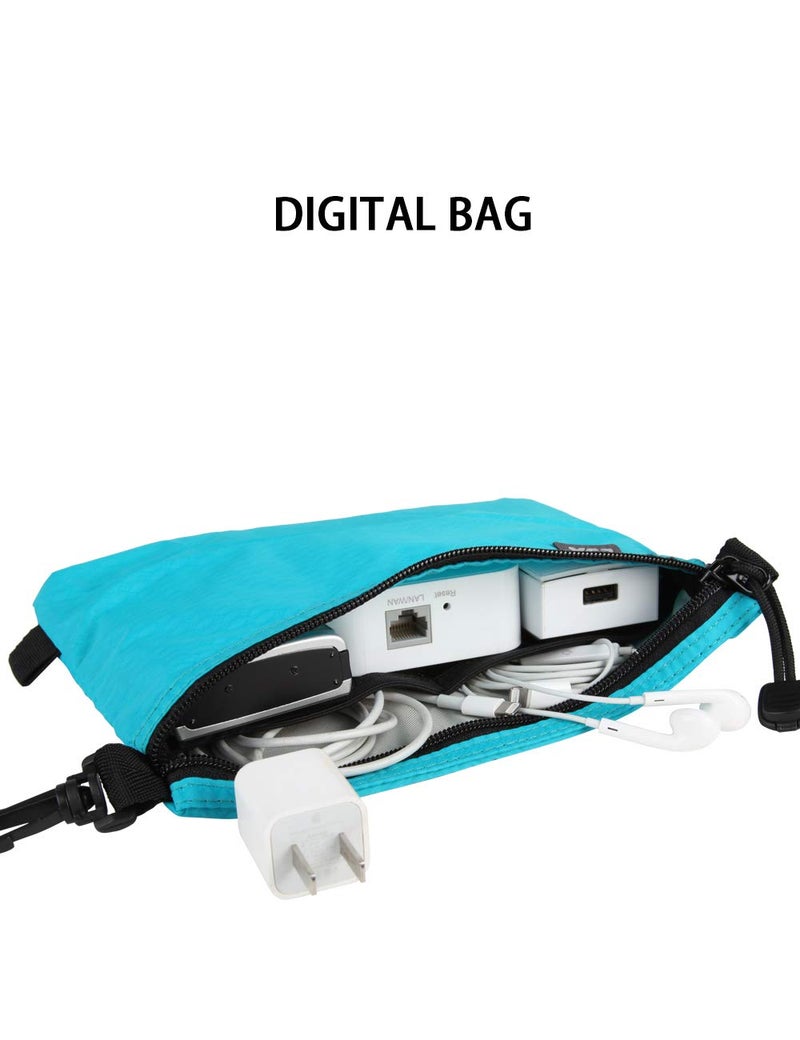 GOX Travel Toiletry Bag Carry On Zipper Pouch Cosmetic Kit Makeup Digital Bag Water Repellent Nylon (Turquoise) - Image 4