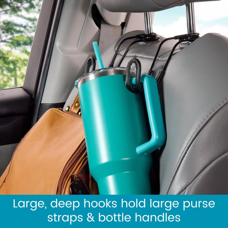 High Road Car Hooks for Purses and Bags with Leather Trim - Unbreakable Car Seat Hooks for Large Purse Straps and Heavy Bags up to 40 lbs - Secure Attachment Loops Fit All Headrest Posts, 2-Pack - Image 3