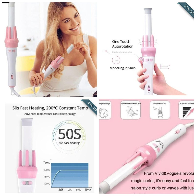 Zorzel Hair Curler Professional Ceramic Curling Iron Automatic 360 Rotating Hair Curler Electric Curling Wand For Home Salon Use Multicolour - Image 5