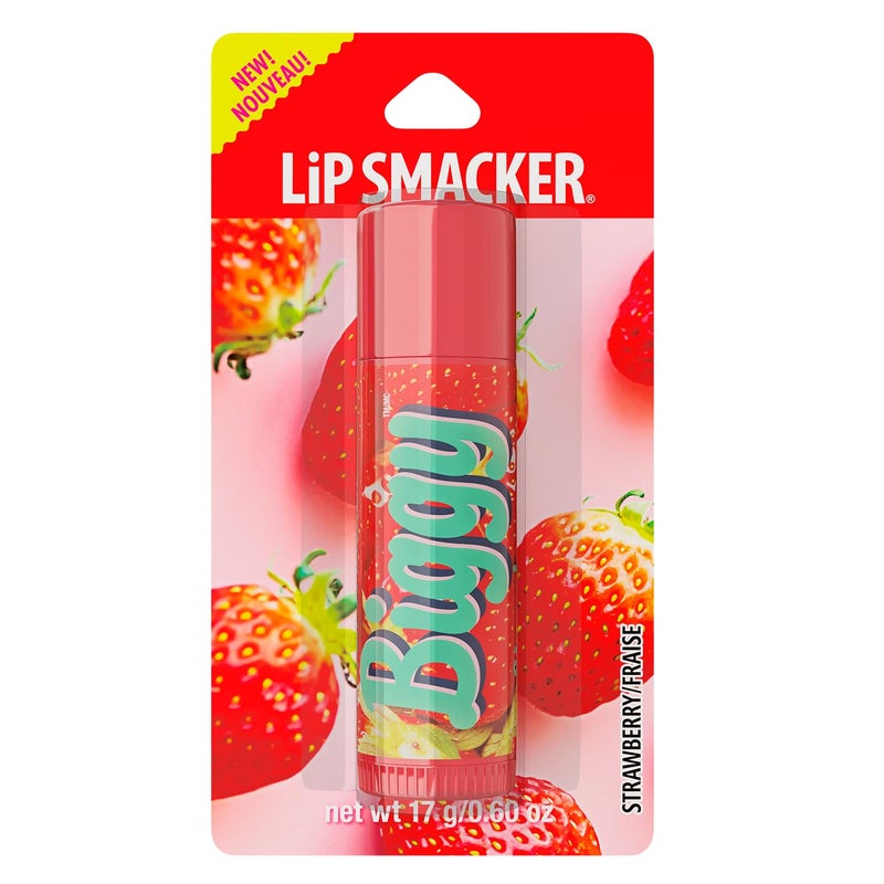 Lip Smacker Biggy Lip Balm, Nostalgic Flavor, Ultra-Moisturizing & Hydrating, Clear Glossy Finish, Fun & Collectible Gift for All Ages - Strawberry - Image 1