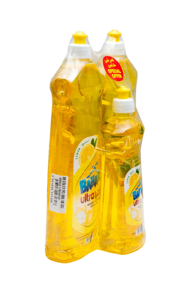بحر سائل غسيل الأطباق فائق الجودة، برائحة الليمون، مزيل قوي للدهون والبقع، لطيف على اليدين، انتعاش يدوم طويلاً (عبوة من 2 × 1 لتر، عبوة واحدة × 500 مل مجانًا) - Image 2