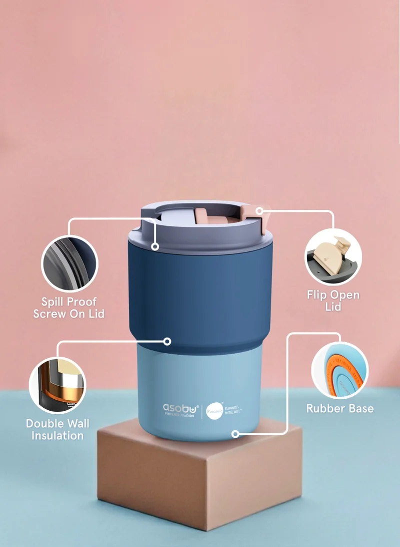Asobu Coffee Express Travel Mug 350ml – Stainless Steel Coffee Cup with Ceramic Inner Coating, Double Wall Copper Insulation, Vacuum Insulated Mug for Hot & Cold Drinks