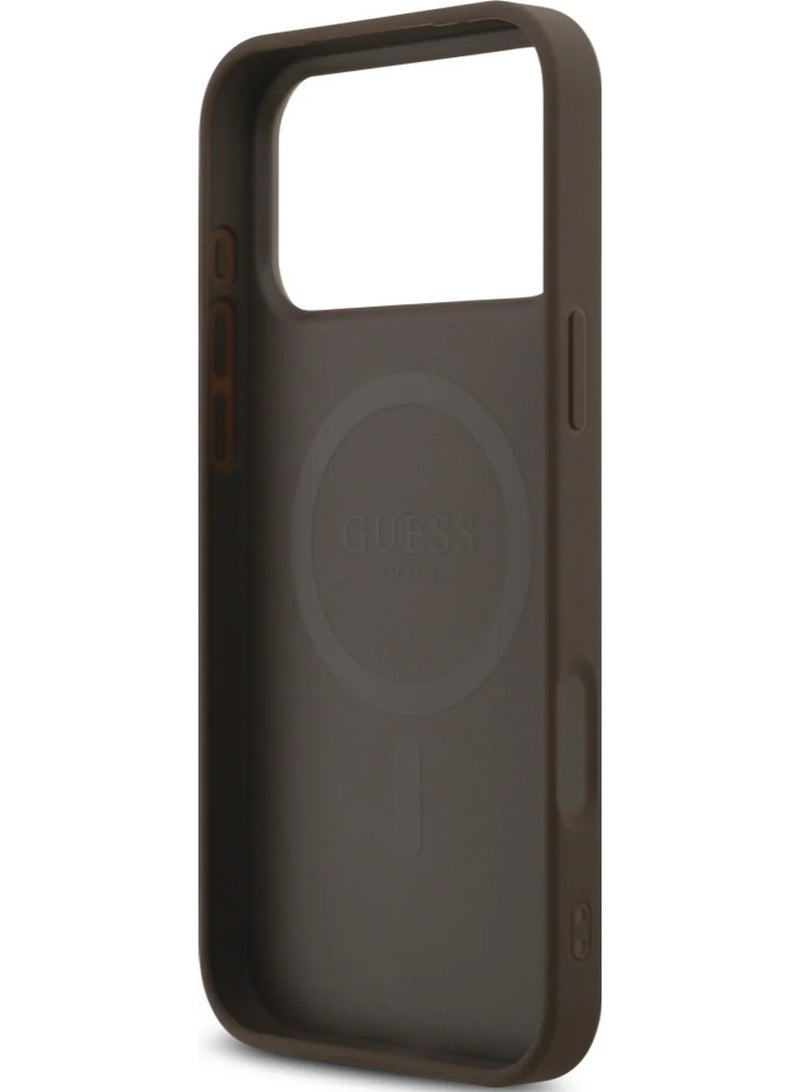 GUESS Guess Case Leather 4G Triangle Strass MagSafe for iPhone 17 Pro Max brown (GUHMP17XP4TDPLW) - Image 5