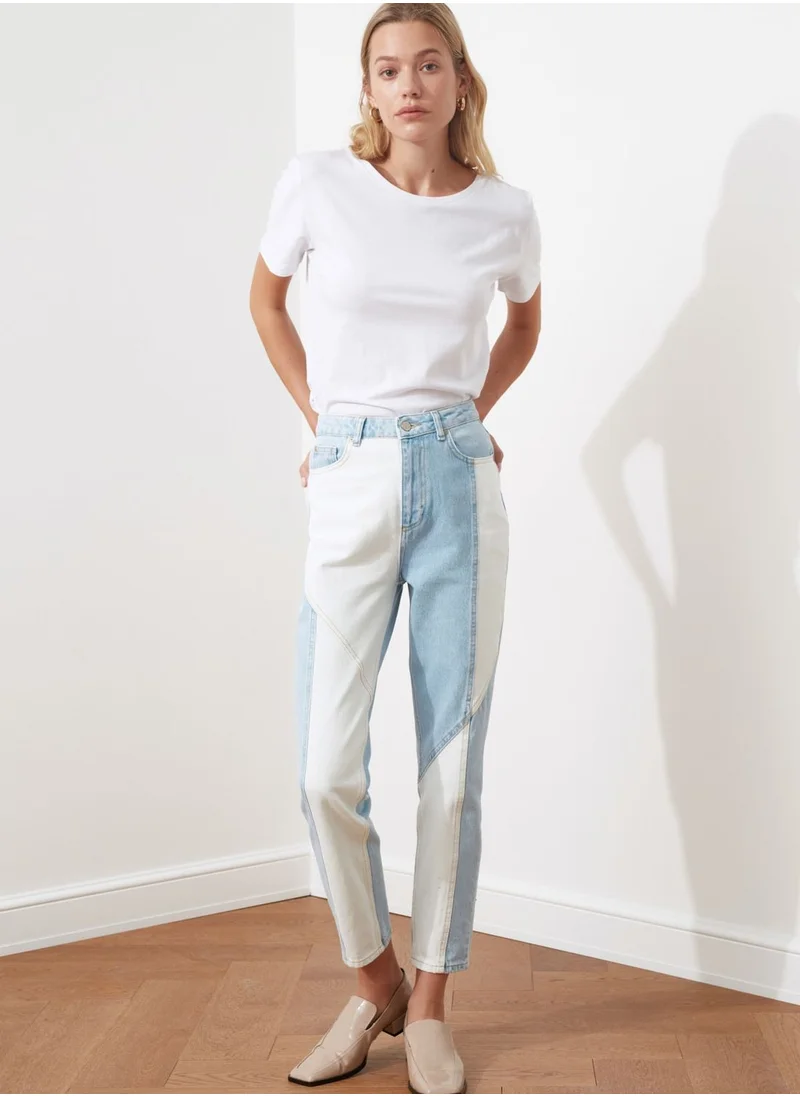 trendyol High Waist Colorblock Mom Jeans