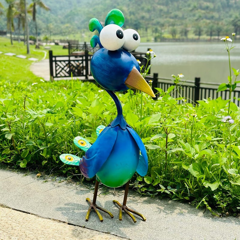 Kircust Peacock Decor Metal Yard Art Outdoor Statues Lawn Decorations Outside Garden Peacocks Decoration for Home - Image 1