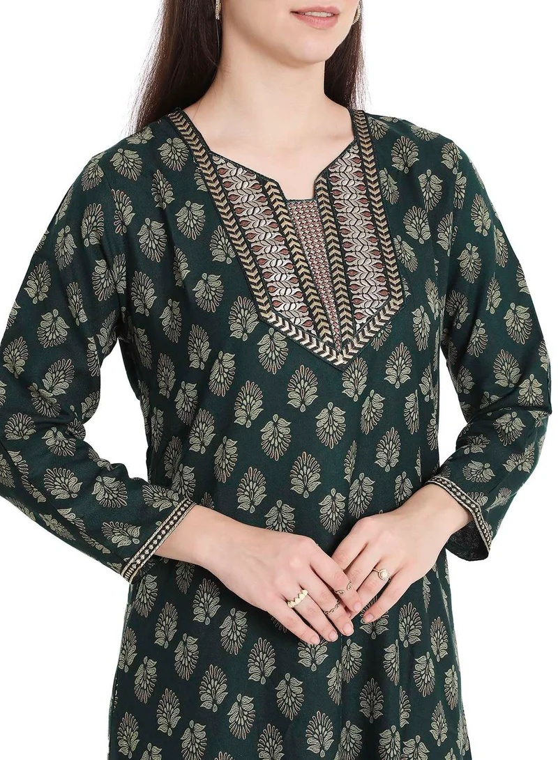 HANA & SARA CASUAL FARASHA KAFTAN DRESS WITH UNIQUE PRINT AND THREAD EMBROIDERY FOR WOMEN