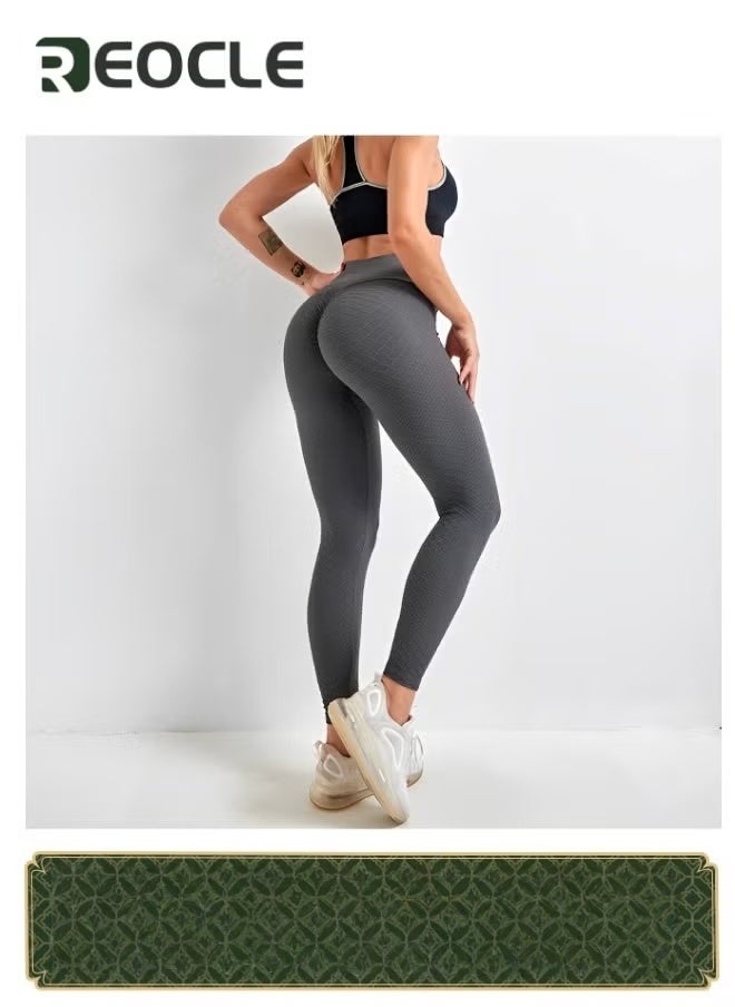 REOCLE Women's High Waisted Yoga Pants Tummy Control Workout Lifting Leggings High Waisted Scrunch Booty Gym Tights Anti Cellulite Textured Tights - Image 1