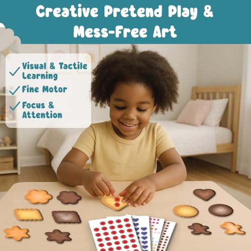 Binca Stickies Cookie Cafe, Sticker Art Activity Kit - 2000+ Stickers, Mess-Free Pretend Play, DIY Sticker Art for Toddlers, Kids Travel Activities, Craft Kits & Gifts for Boys & Girls Ages 4,5,6,7 - Image 4
