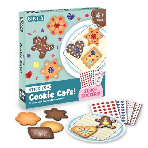 Binca Stickies Cookie Cafe, Sticker Art Activity Kit - 2000+ Stickers, Mess-Free Pretend Play, DIY Sticker Art for Toddlers, Kids Travel Activities, Craft Kits & Gifts for Boys & Girls Ages 4,5,6,7 - Image 1