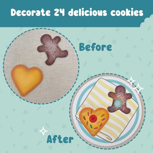 Binca Stickies Cookie Cafe, Sticker Art Activity Kit - 2000+ Stickers, Mess-Free Pretend Play, DIY Sticker Art for Toddlers, Kids Travel Activities, Craft Kits & Gifts for Boys & Girls Ages 4,5,6,7 - Image 3