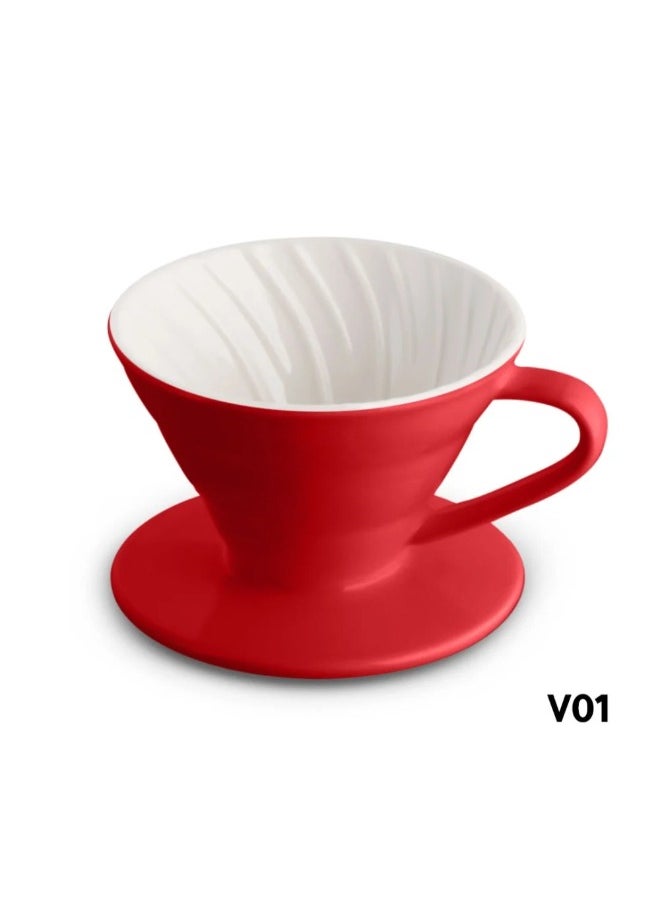 رانك  قمع تقطير V60 سيراميك 01 احمر ابيض  - Image 2