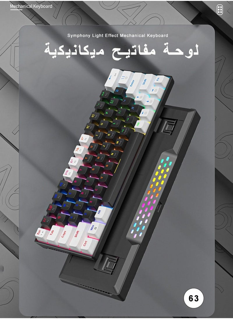 ULHYC - 63 Keys Bicolor RGB Gaming Mechanical Keyboard with Two-stage Kickstand & Ergonomic and Waterproof with Anti-ghosting keyboard Mini Gaming Keyboard High-performance keyboard for Gamers - Image 1